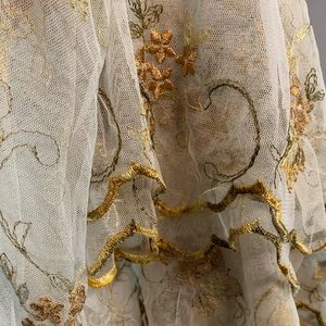 Antique style embroidered mesh curtains